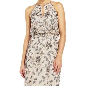 💗HP💗 Adrianna Papell Floral Beaded Halter Gown